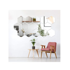15 Pieces Hexagon Mirror Wall Stickers ,Acrylic Mirror Wall Sticker for Home Living Room Bedroom Decor (Large Size)
